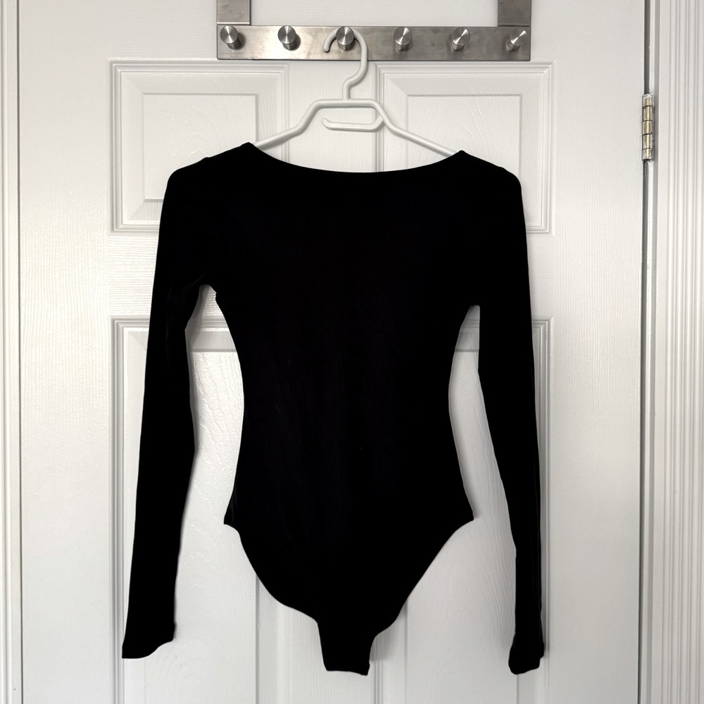 Girlfriend Collective Black Long Sleeve Bodysuit, size S